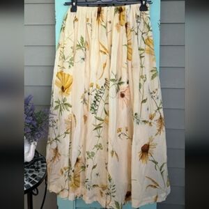 Floral Print Cream Skirt